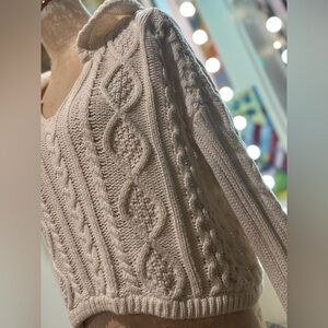 Cream Cable Knit Cropped Sweater Hoodie | Cozy & Chic